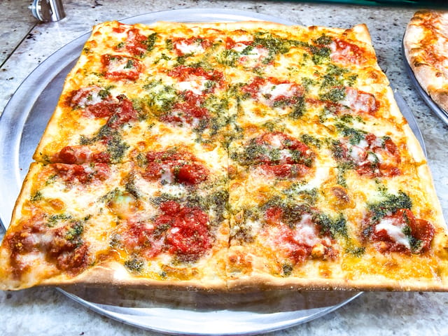 Grandma Thin Crust Square Pizza.
