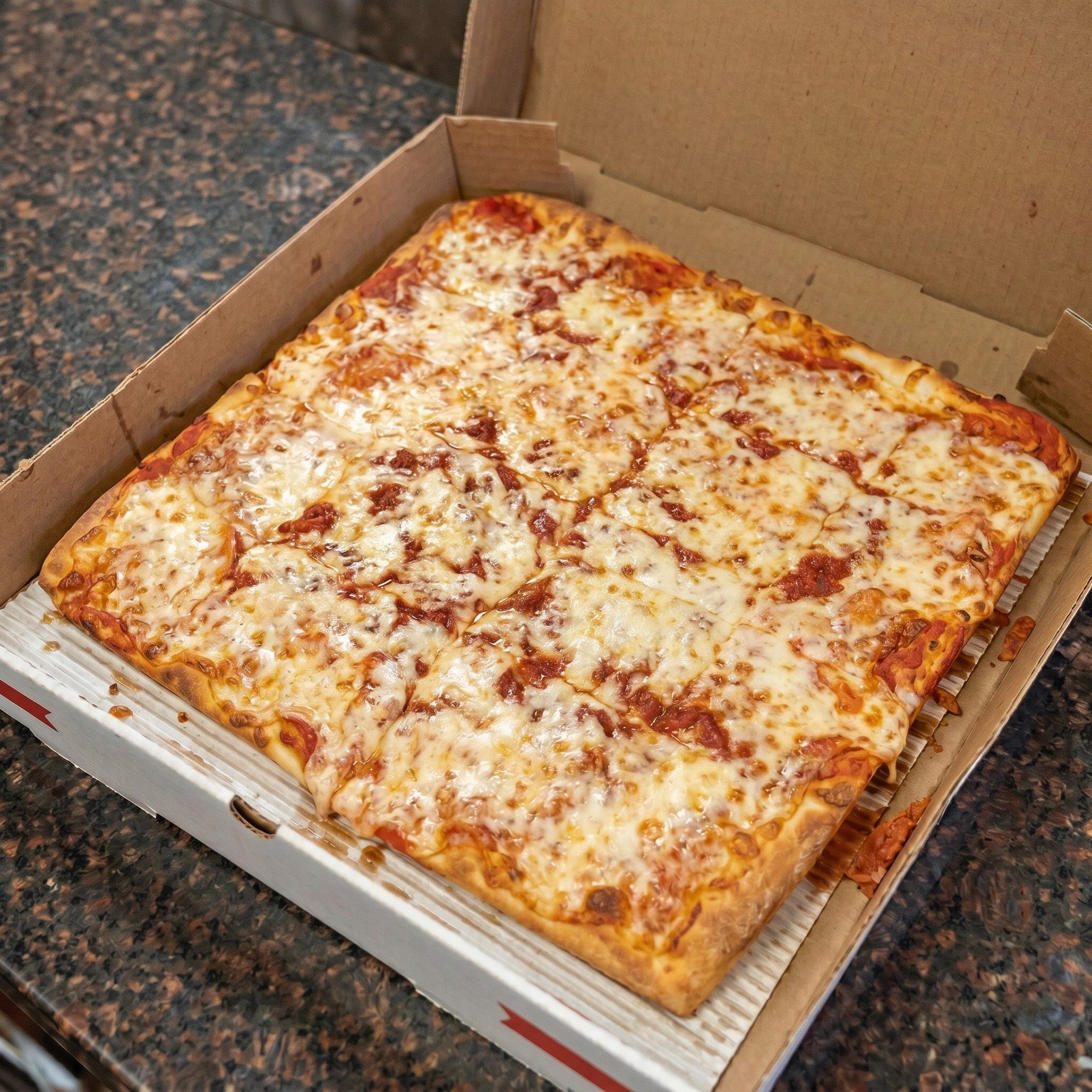 Sicilian Cheese Pizza.